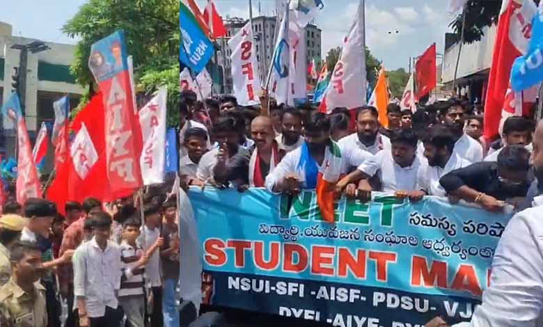 NSUI, SFI, other student unions protest in Hyderabad against NEET 'irregularities'