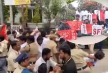Congress's student wing, unions protest at Union Minister Kishan Reddy's residence over NEET issue