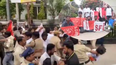 Congress's student wing, unions protest at Union Minister Kishan Reddy's residence over NEET issue