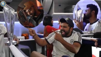 Rohit, Virat, Bumrah, Siraj Mesmerized by T20 World Cup Trophy as They Celebrate Inside Air India Flight: Video