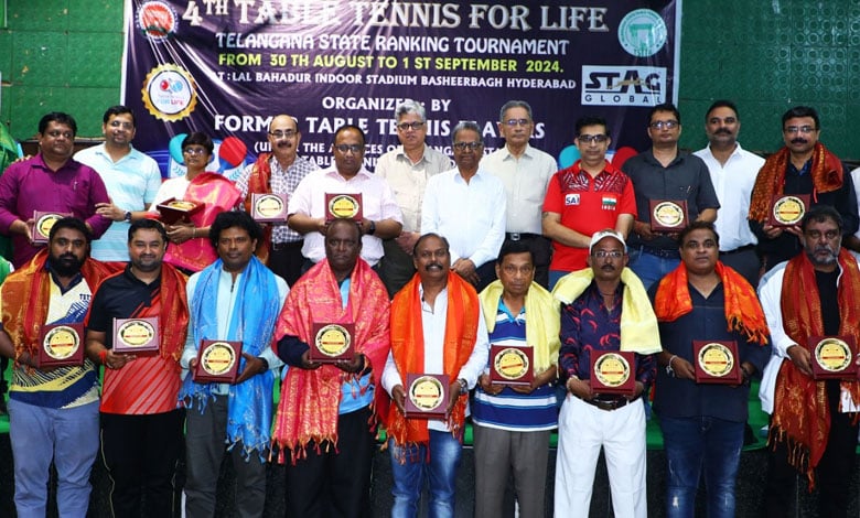 Felicitations for Former Table Tennis Players and Coaches at Telangana State Ranking Tournament