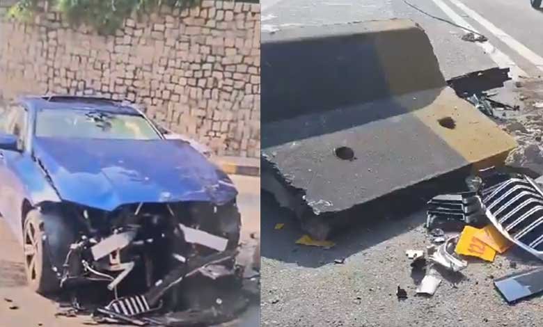 Hyderabad News | BMW Loses Control, Slams into Khairatabad Divider