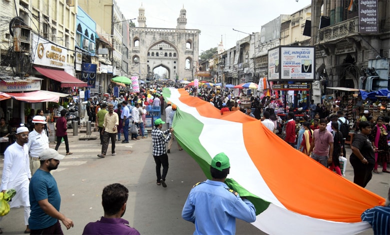 FLAG RALLY 3 Independence Day | Record-Breaking 5,400-Foot Flag Rally at Charminar