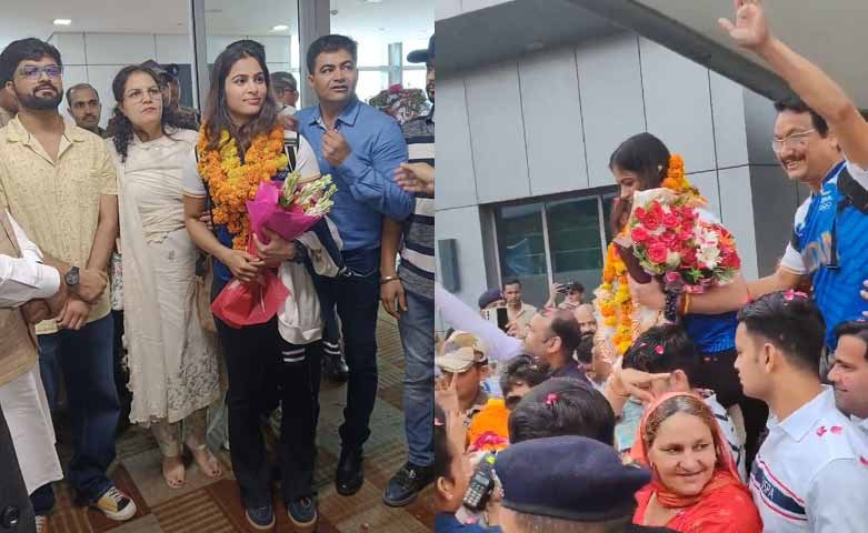 Olympic medallist Manu Bhaker felicitated in hometown