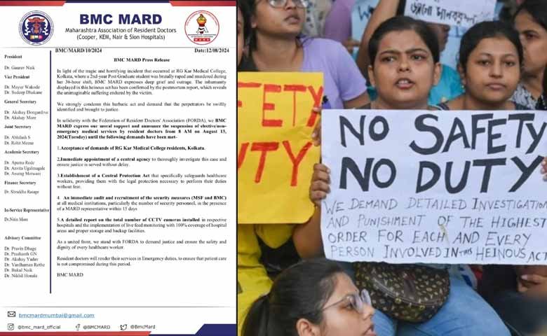 Kolkata medico's rape-murder: Maharashtra resident doctors' group announces strike from Tue