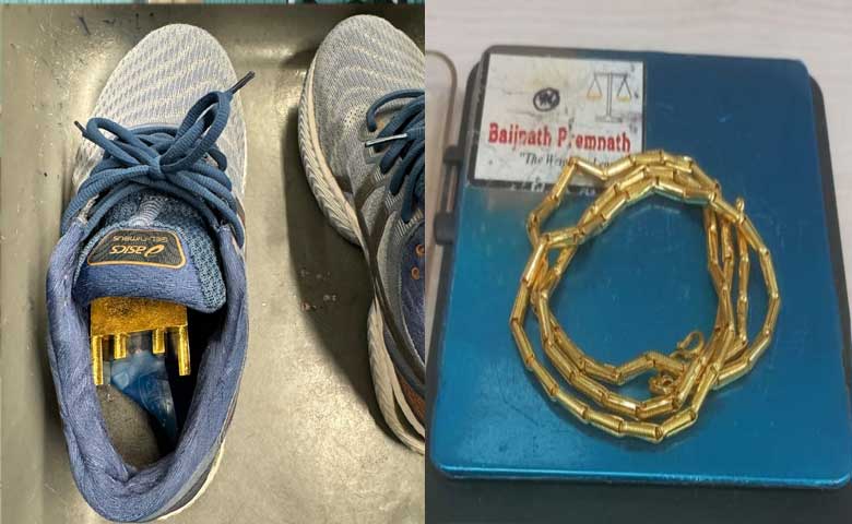 Hyderabad News | Gold Hidden in Bag and shoes Seized from Passenger at Shamshabad Airport