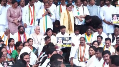 Telangana News | Congress, CM, Ministers hold protest demanding JPC probe into Adani issue: Video