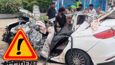 Four friends die after car smashes barricade, gets thrown under truck's rear