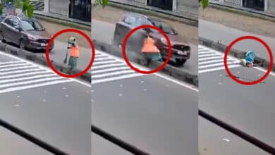 Disturbing Video Reveals Reckless Driving in Hanumakonda: Car Hits Roadside Worker, Seriously Injuring Her