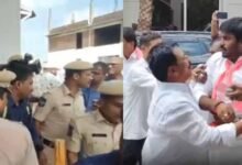 Telangana News | Police stop BRS leaders from marching to defected MLA's house