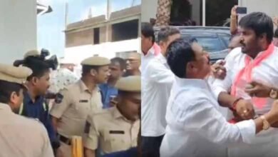 Telangana News | Police stop BRS leaders from marching to defected MLA's house