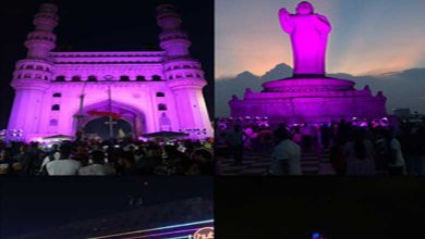 Hyderabad's iconic buildings illuminated in pink 