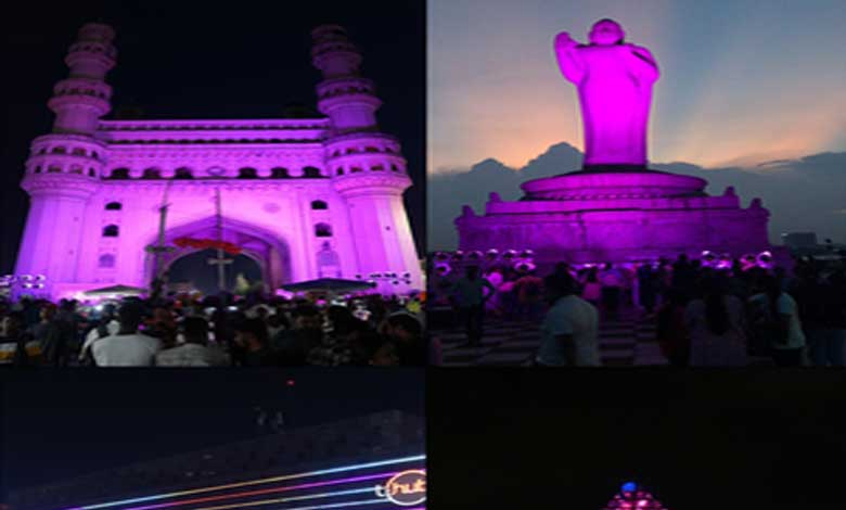 Hyderabad's iconic buildings illuminated in pink 