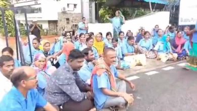 Sanitation Workers Protest in the Rain Outside GHMC Office Over Wage Cuts