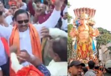 MLA Danam Nagender Steals the Show with Dance During Khairatabad Ganesh Shobha Yatra