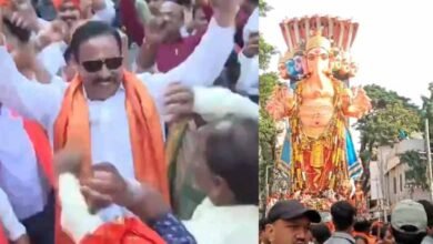 MLA Danam Nagender Steals the Show with Dance During Khairatabad Ganesh Shobha Yatra