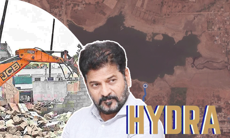 Revanth Reddy discussing Hyderabad's HYDRAA operations and the importance of Full Tank Limits (FTL) and buffer zones for property safety in Telangana.