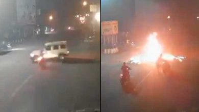 CCTV Footage: Speeding Bike Crashes into Bolero, Bursts into Flames