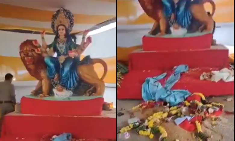 Durga idol vandalised in Hyderabad's Exhibition Grounds