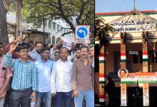 GO 317 victims hold protest at Gandhi Bhavan