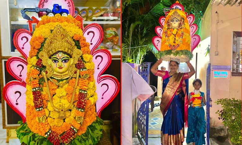 Hydra Bathukamma Depicts Telangana's Struggles, Created by Couple from Bhadrachalam