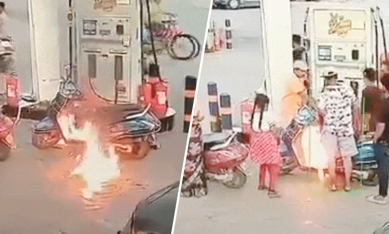 Intoxicated Man Causes Chaos by Setting Fire at Hyderabad Fuel Station (Video Viral)