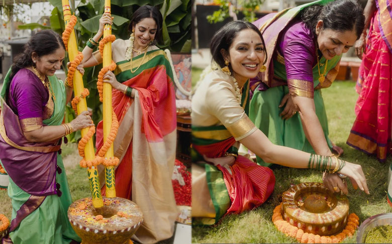 Sobhita Dhulipala flags off wedding festivities with Naga Chaitanya with Pasupu Danchadam ceremony