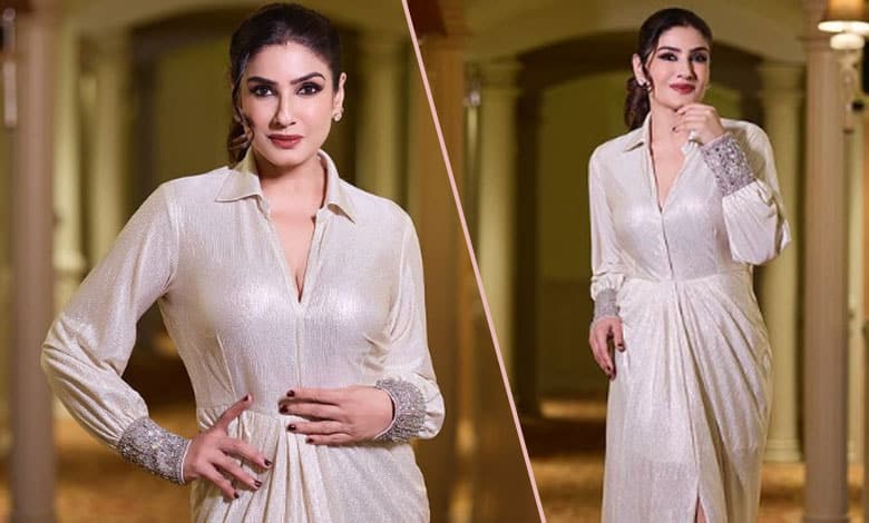 Raveena Tandon glows as she flaunts hourglass body in metallic gown