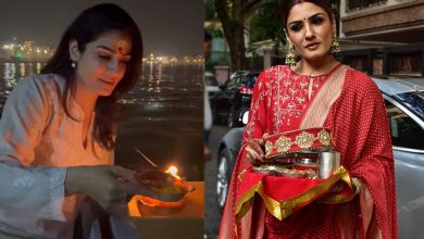 Raveena Tandon celebrates Karva Chauth with special wish for hubby Anil in Sanskrit