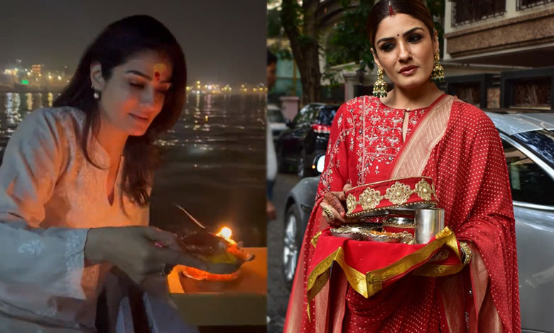 Raveena Tandon celebrates Karva Chauth with special wish for hubby Anil in Sanskrit