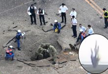 US bomb from World War II explodes at Japanese airport, causing large crater in taxiway