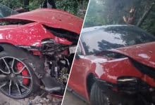 Banjara Hills Mishap: Porsche Slams into Wall, Flips in High-Speed Accident Near KBR Park