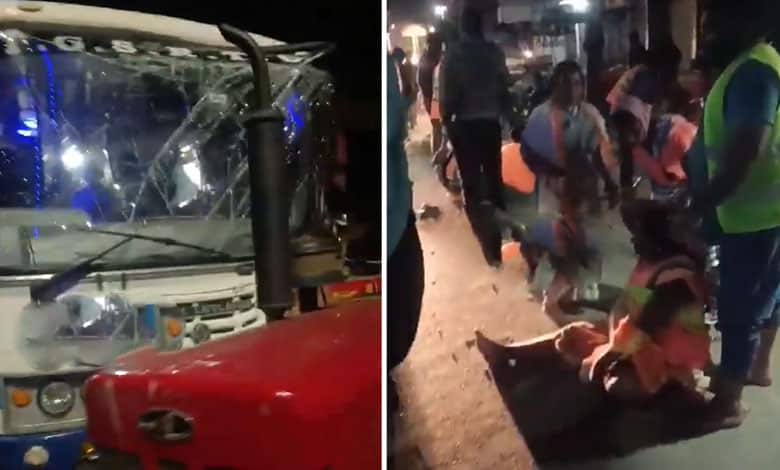 RTC Bus Collides with Tractor, Injures Six Municipal Workers