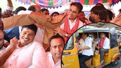 KTR Joins Auto Workers' Maha Dharna at Indira Park, Extends Solidarity