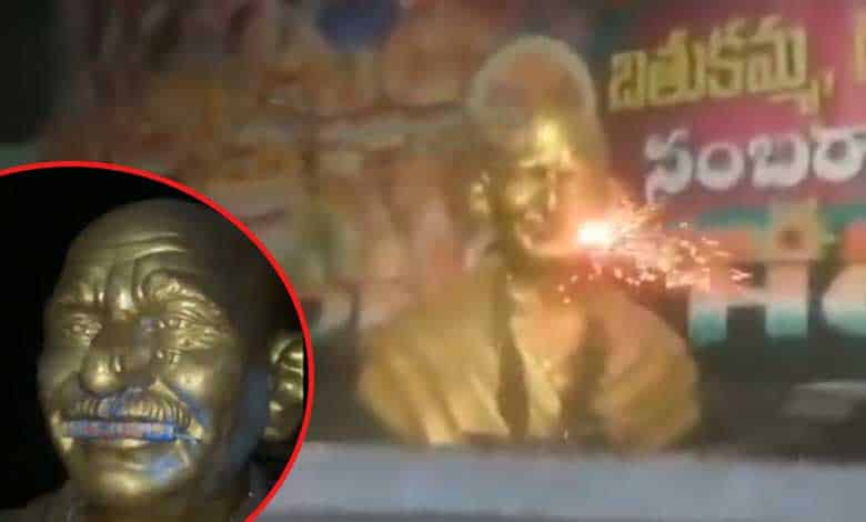 Mahatma Gandhi Statue Desecrated with Firecrackers in Hyderabad’s Bowenpally