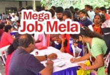 Job seekers attending the Hyderabad job mela at Red Rose Palace, Nampally, for employment opportunities in various sectors.