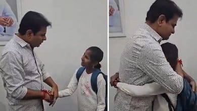 KTR Surprised by Class 6 Girl Who Came Alone to Meet Him at Telangana Bhavan