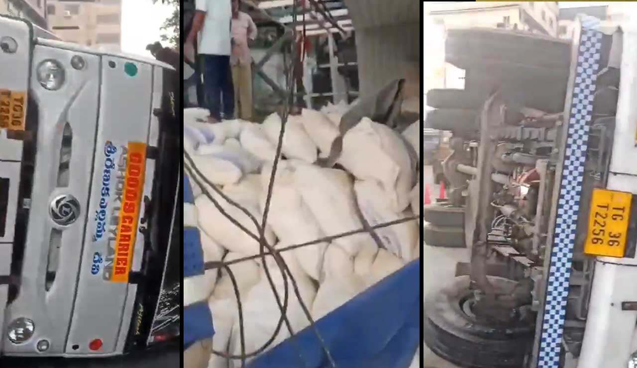 Hyderabad: Truck Overturns on Masab Tank Road, Causes Major Traffic Disruption
