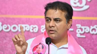 KTR issues a stern warning against buying 400 acres in Kancha Gachibowli, vowing to convert it into an eco park if BRS returns to power in 2028.
