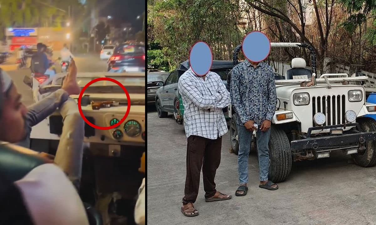 Hyderabad: 21-Year-Old Arrested in Hyderabad for Brandishing Air Rifle in Open Jeep, Reel Goes Viral