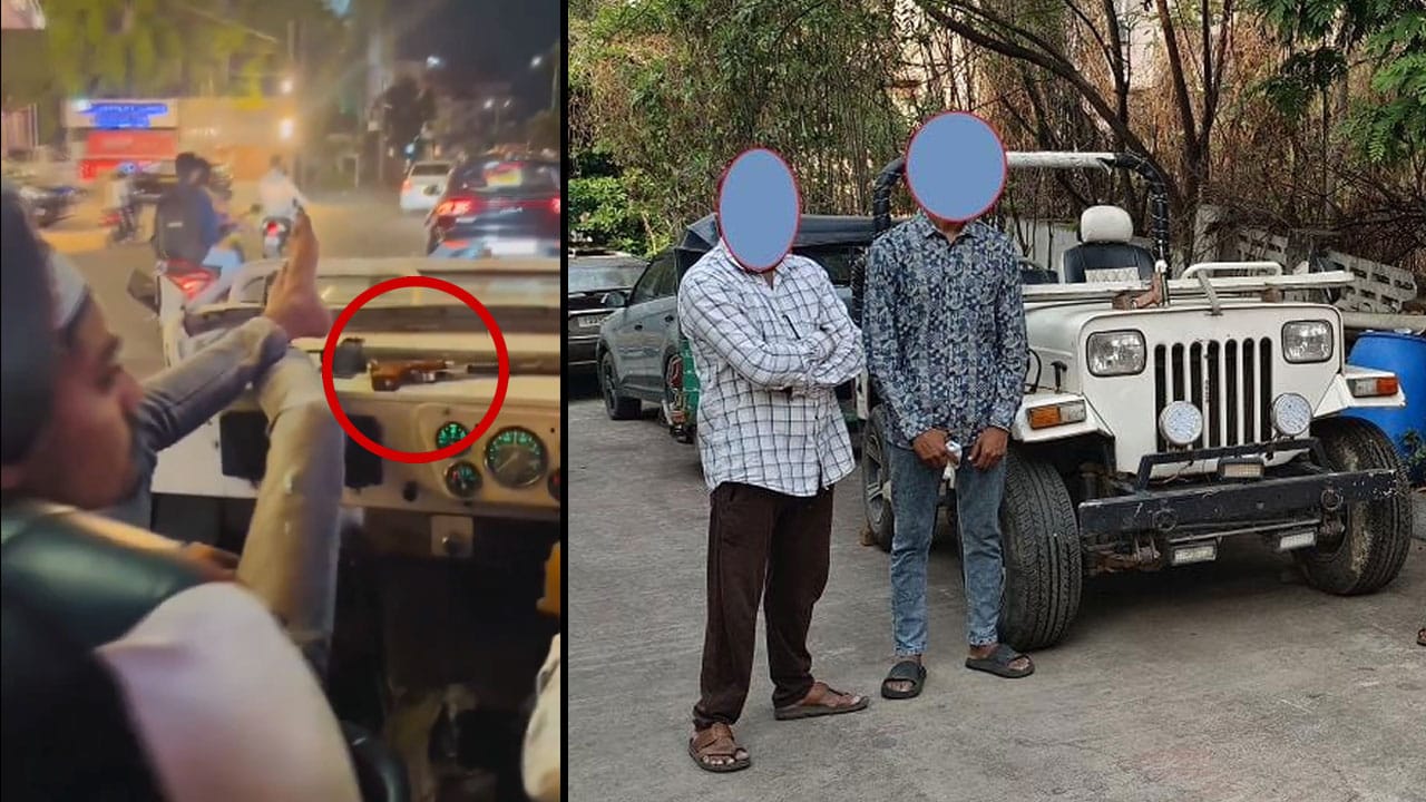 Hyderabad: 21-Year-Old Arrested in Hyderabad for Brandishing Air Rifle in Open Jeep, Reel Goes Viral