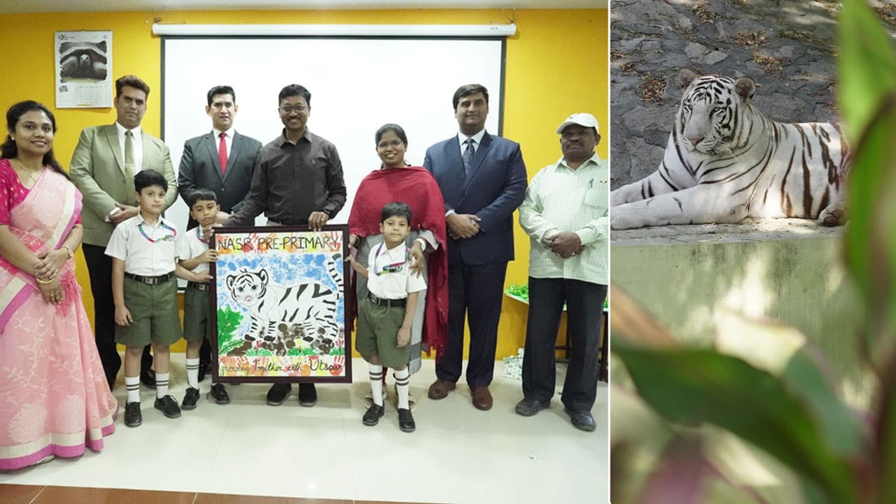 NASR Boys School Adopts White Tiger ‘Utsav’ at Nehru Zoological Park