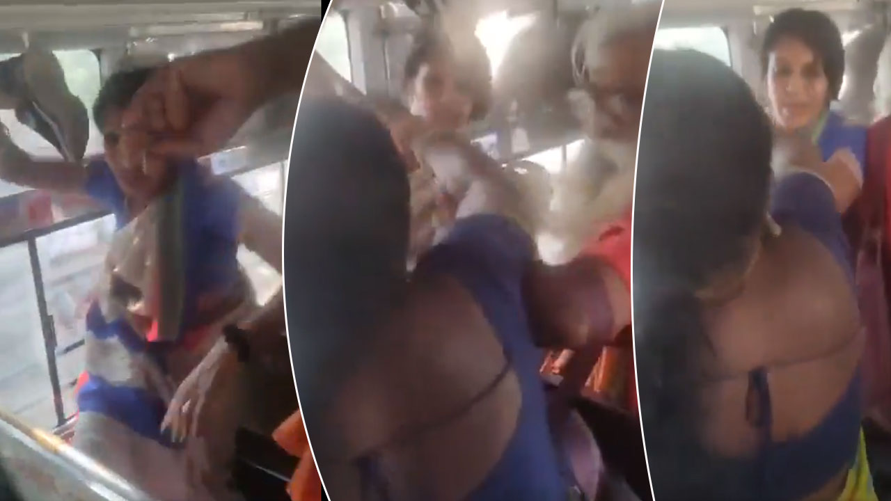 Chaos in Hyderabad: Women Clash Over Bus Seat Using Footwear!