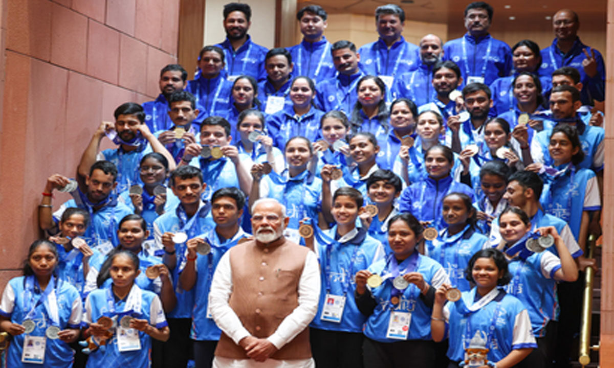 PM Modi Meets Special Olympics World Winter Games Contingent in Parliament