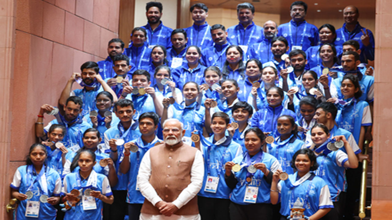 PM Modi Meets Special Olympics World Winter Games Contingent in Parliament