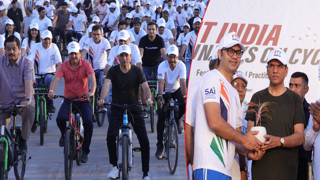 Sports Minister Mandaviya Leads 'Fit India Sundays on Cycle' in Ahmedabad