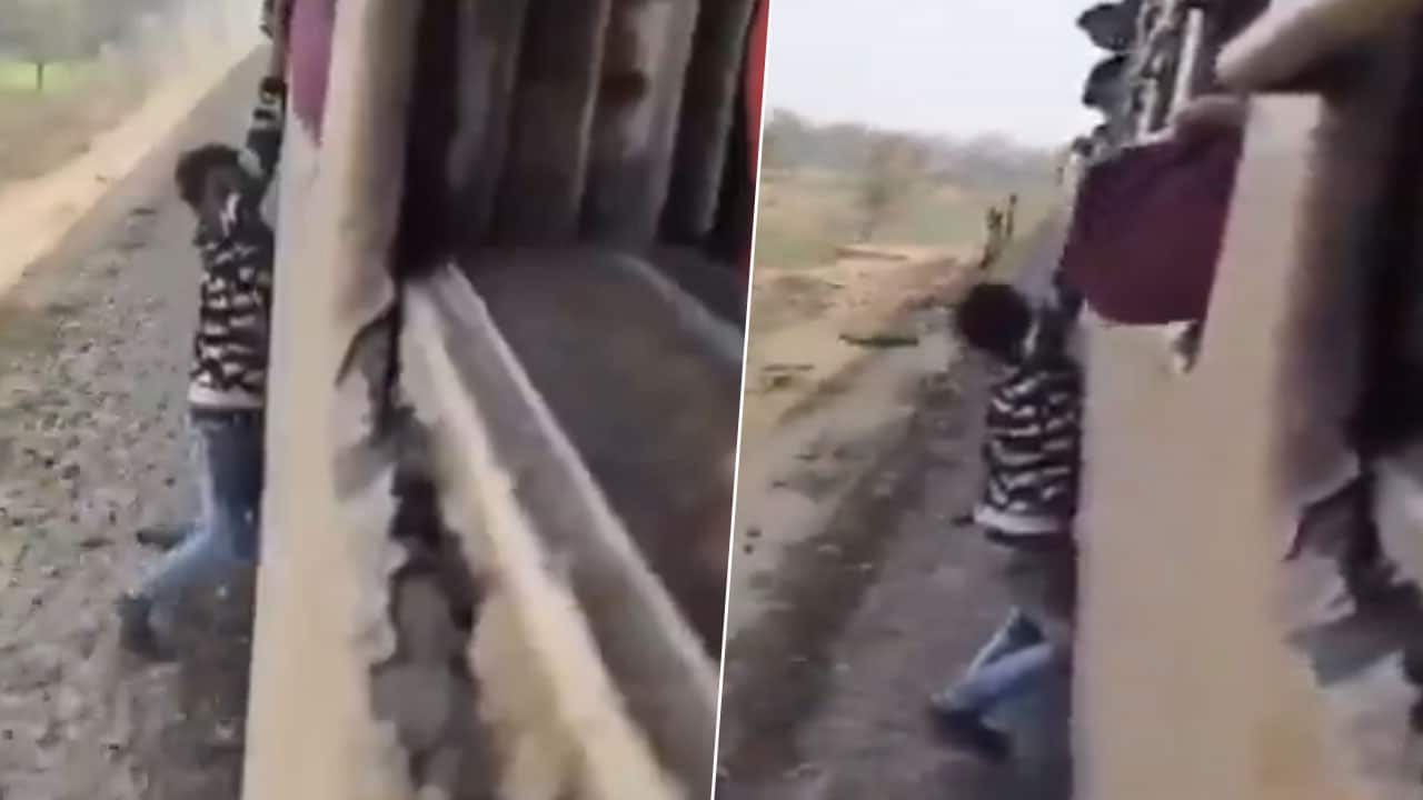 Man Hangs from Train Window for a Minute for Reel, Passengers Save His Life – Shocking Video!