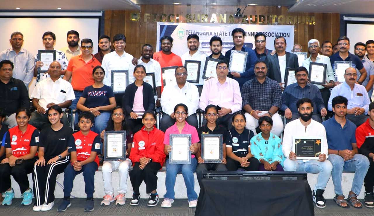 Telangana State Table Tennis Association Felicitates National Medal Winners