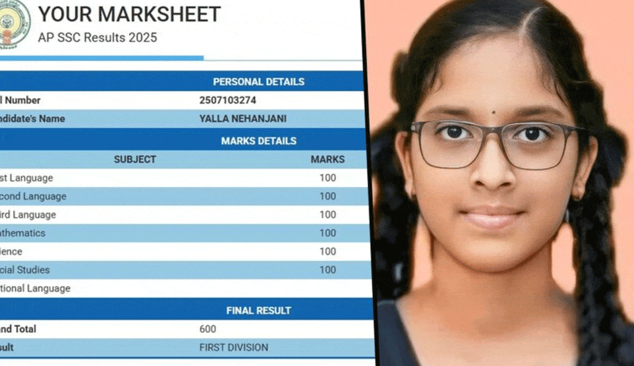 Unstoppable Nehanjani! First Student Ever to Score 600/600 in Andhra Pradesh