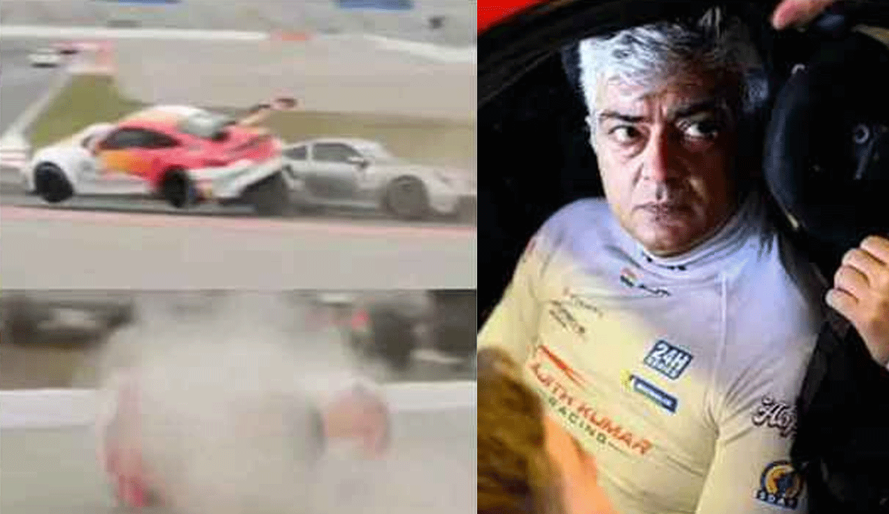 Massive Accident for Actor Ajith Kumar’s Car – Engine Crushed in Collision